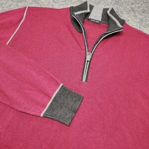 Codice Mens Merino Wool 1/4 Zip Mock Neck Sweater Burgundy Grey 50 US Medium